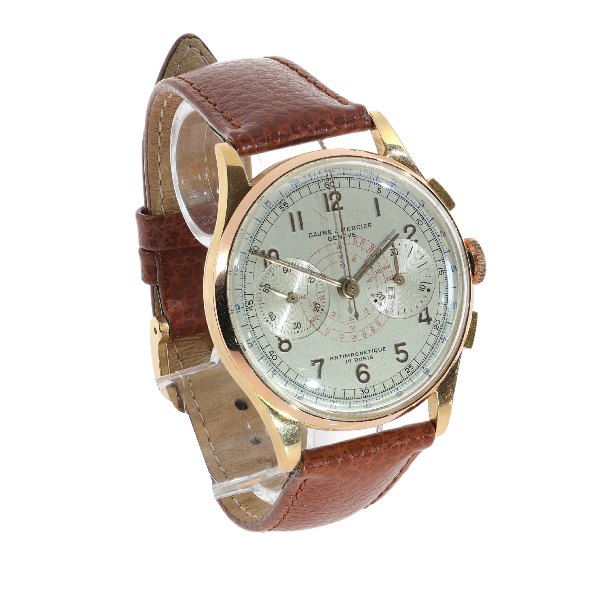 Circa 1950 Baume & Mercier Gen�ve Ref. 3916 18K Yellow Gold Chronograph